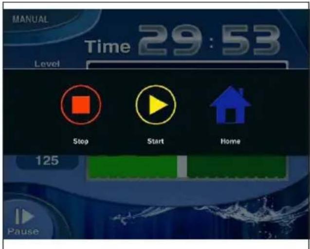 MANUAL Time 29:53 Level Stop Start Home 125 Pause