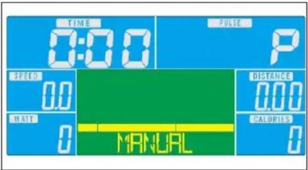 TIME 0:00 PULSE P SPEED 0.0 DISTANCE 0.00 MATT 0 CALORIES 0 MANUAL