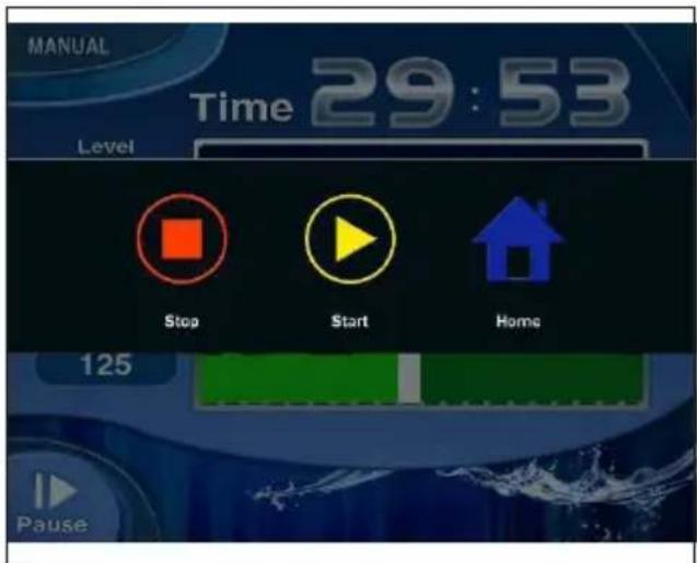 MANUAL Time 29:53 Level Stop Start Home 125 Pause