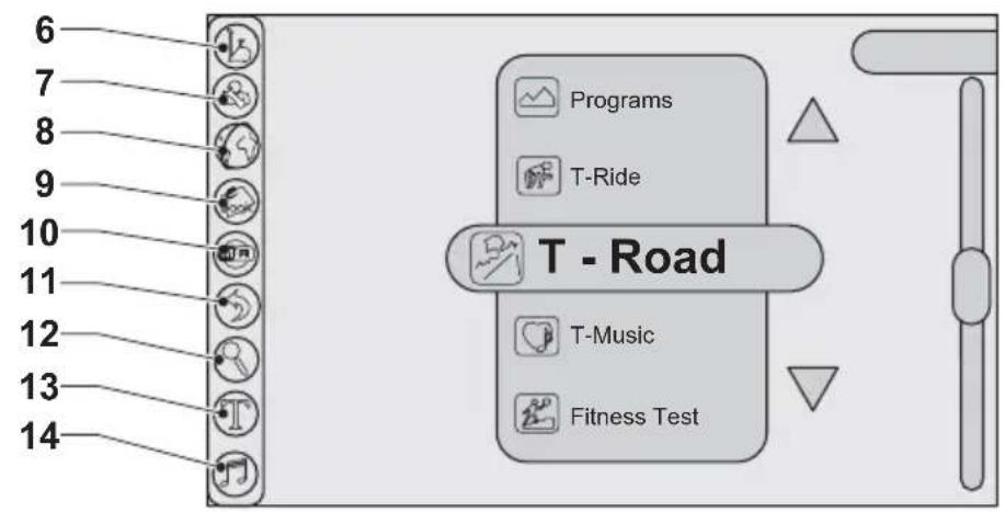 6 7 8 9 10 11 12 13 14 Programs T-Ride T - Road T-Music Fitness Test