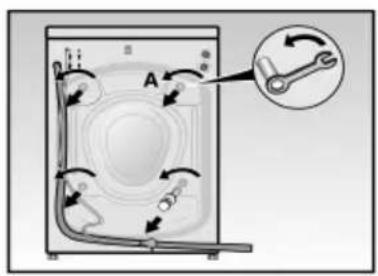Diagram illustrating a mechanical or electrical system with labeled components and directional arrows, including a magnified inset showing a wrench mechanism.