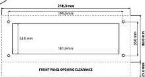 218.0 mm 195.0 mm 53.0 mm 181.0 mm 350.0 mm 860.0 mm 25.0 mm FRONT PANEL OPENING CLEARANCE