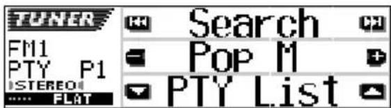 TUNER FM1 PTY P1 ISTEREOI .... FLAT Search Pop M PTY List