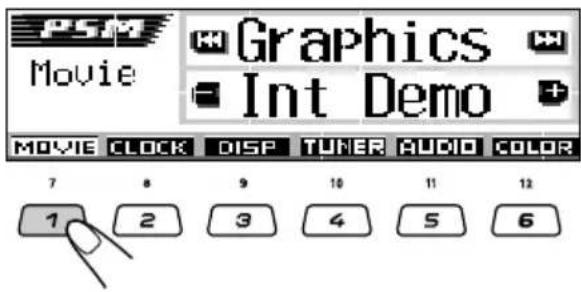PSM Movie Graphics Int Demo MOVIE CLOCK DISP TUNER AUDIO COLOR 7 8 9 10 11 12 1 2 3 4 5 6