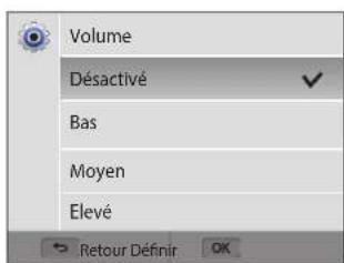 Volume Désactivé Bas Moyen Elevé Retour Définir OK