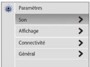 Paramètres Son > Affichage > Connectivité > Général >