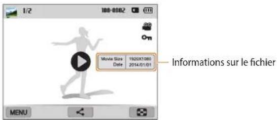 1/2 100-0002 Movie Size 1820X1080 Date 2014/01/01 Menu Informations sur le fichier