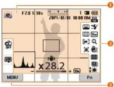 F2.8 1/30s 2014/01/01 10:00 AM x28.2 MENU Fn ① ② ③