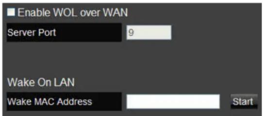 Enable WOL over WAN Server Port 9 Wake On LAN Wake MAC Address Start