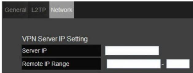 General L2TP Network VPN Server IP Setting Server IP Remote IP Range