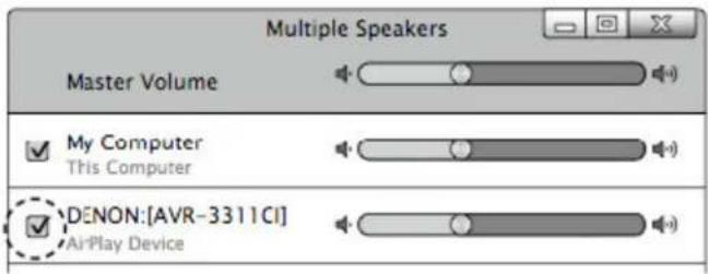 Multiple Speakers Master Volume My Computer This Computer YDENON:[AVR-3311CI] AirPlay Device
