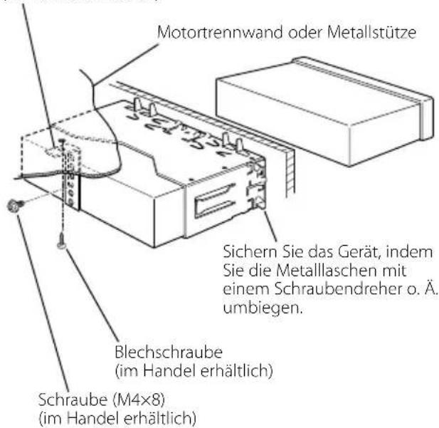 Motortrennwand oder Metallstütze Sichern Sie das Gerät, indem Sie die Metallaschen mit einem Schraubendreher o. Ä. umbiegen. Blechschraube (im Handel erhältlich) Schraube (M4×8) (im Handel erhältlich)