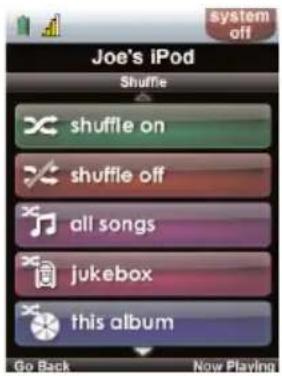 Joe's iPod Shuffle shuffle on shuffle off all songs jukebox this album Go Back Now Playing