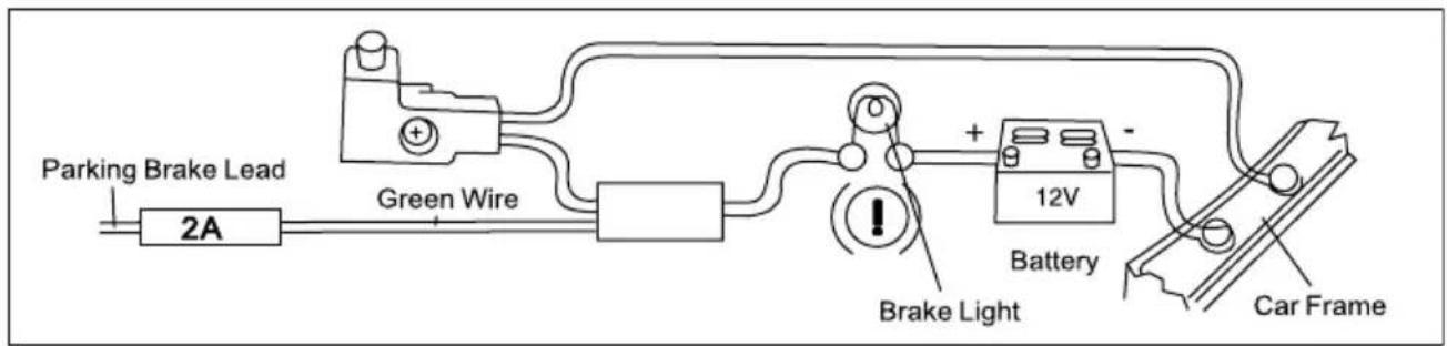 Parking Brake Lead 2A Green Wire + + 12V Brake Light Battery Car Frame