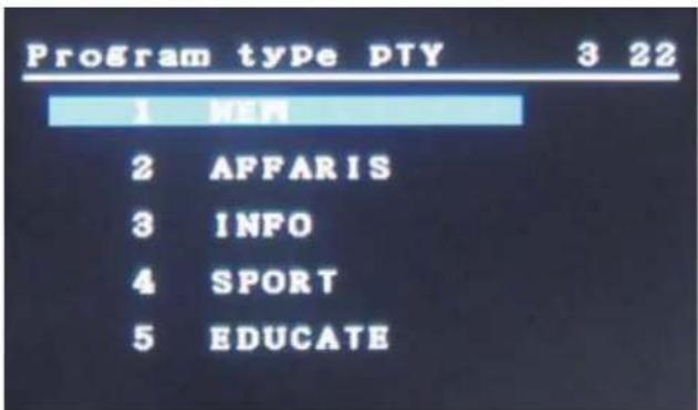Program type PTY 3 22 1 MEM 2 AFFARIS 3 INFO 4 SPORT 5 EDUCATE