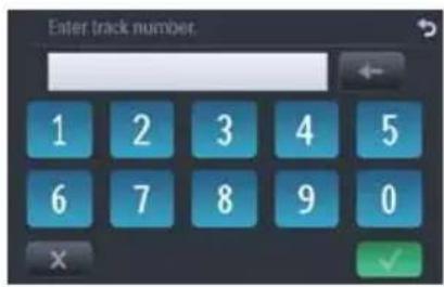 Enter track number. 1 2 3 4 5 6 7 8 9 0 × ✓