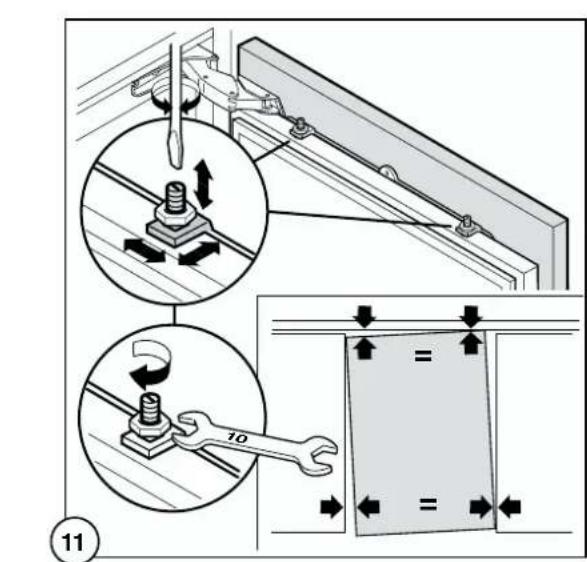 Technical diagram illustrating screw fastening and mounting mechanism with labeled parts and directional arrows