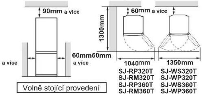 90mm a vice 1300mm 60mm a vice 60mm60mm a vice 1040mm 1350mm Volně stojící provedení SJ-RP320T SJ-WS320T SJ-RM320T SJ-WP320T SJ-RP360T SJ-WS360T SJ-RM360T SJ-WP360T