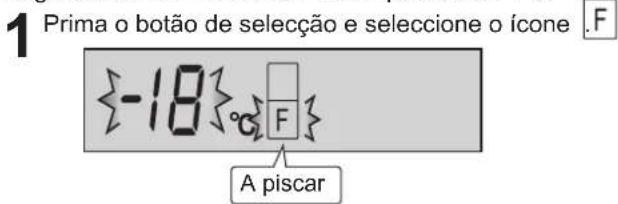 1 Prima o botão de seleção e selecione o ícone .F {-18} F A piscar
