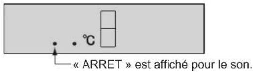 • .°C « ARRET » est affiché pour le son.