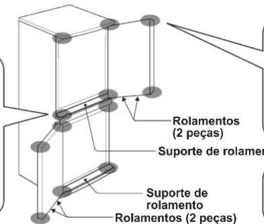 Rolamentos (2 peças) Suporte de rolamer Suporte de rolamento Rolamentos (2 peças)