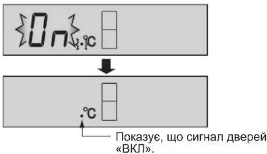 On °C Показує, що сигнал дверей «ВКЛ».