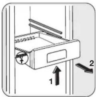 Diagram showing a device with labeled parts and directional arrows, likely illustrating a mechanical or electrical component.
