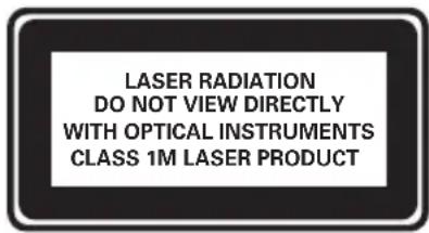 LASER RADIATION DO NOT VIEW DIRECTLY WITH OPTICAL INSTRUMENTS CLASS 1M LASER PRODUCT