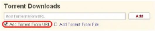 Torrent Downloads Add Torrent From URL Add Torrent From URL Add Torrent From File