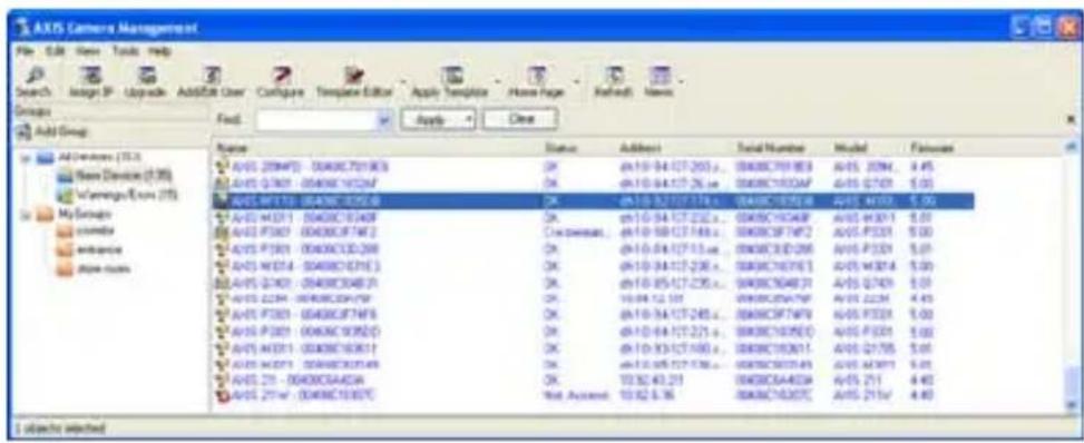 AXIS Camera Management File Edit Tools Help Search Object Upgrade Add/Off User Configure Template Editor Apply Template Active Page Refresh News Groups Add Group Name Status Address Total Number Model Features AV05 2394F01-0040C7019E3 OK #110-04-12T-203.s_0040C7019E3 AV05 2094 4.45 AV05 07601-0040C1022AF OK #110-04-12T-26.m_0040C1022AF AV05 07501 5.00 AV05 08113-0040C1052G OK #110-02-12T-174.s_0040C1052G AV05 08123 5.00 AV05 08111-0040C1034F OK #110-04-12T-232.s_0040C1034F AV05 08111 5.01 AV05 07607-0040C8774F2 Clearwater #110-08-12T-168.s_0040C8774F2 AV05 07533 5.00 AV05 071301-0040C73D-268 OK #110-04-12T-153.s_0040C73D-268 AV05 07333 5.01 AV05 081254-0040C8731E3 OK #110-04-12T-236.s_0040C8731E3 AV05 081254 5.01 AV05 074291-0040C8348FJ OK #110-05-12T-235.s_0040C8348FJ AV05 074291 5.01 AV05 22394-0949C8397F9 OK #110-12-12T #A/OSO/OSO/OSO AV05 22394 4.45 AV05 073331-0040C8774F6 OK #110-16-12T-245.s_0040C8774F6 AV05 07333 5.01 AV05 073331-0040C9392D3 OK #110-16-12T-221.s_0040C9392D3 AV05 07333 5.02 AV05 081231-0040C1636I7 OK #110-16-12T-168.s_0040C1636I7 AV05 27785 5.01 AV05 36273-0049C8325A8 OK #112-25-12T-176.s_#A/OSO/OSO/OSO AV05 36273 5.02 AV05 231 - 0649CCSAADIA OK #12:32:43:21 #A/OSO/AOSO/AOSO AVS 271 4.45 AVDS 271W - 0649C1369TC Not Account #A/OSO/AOSO/AOSO AVS 271W 4.45