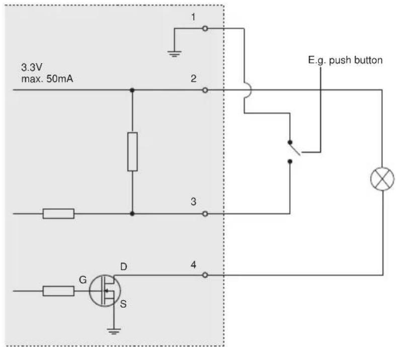 3.3V max. 50mA 1 2 E.g. push button 3 4 G D S