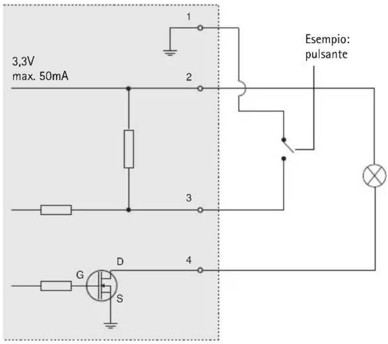 3,3V max. 50mA 1 2 Esempio: pulsante 3 4 G D S