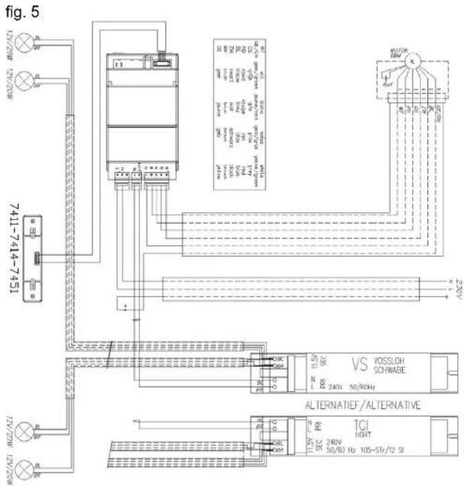 fig. 5 12V/20W 12V/20W 7411-7414-7451 TCL 12V/20W 12V/20W VS VOSSLOH SCHWABE ALTERNATIEF/ALTERNATIVE TCI LIGHT 240V 50/60 Hz 10S-5Tr/T2 Si
