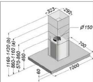 323 292 Ø150 1160-1120 (b) 860-1160 (a) 570-860 460 700 60 1000