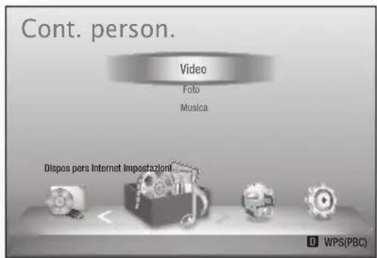 Cont. person. Video Foto Musica Dispos pers Internet Impostazioni! WPS(PBC)