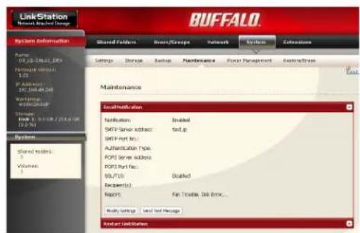 BUFFALO LinkStation Pro Quad 8.0TB - Notification par courrier électronique - 1