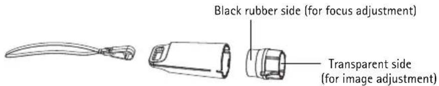 Black rubber side (for focus adjustment) Transparent side (for image adjustment)