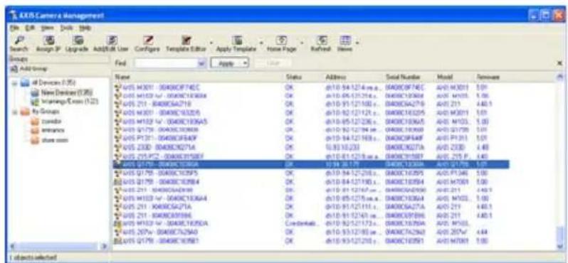 AXIS Camera Management File Edit View Tools Help Search Assign 3F Upgrade Address User Configre Template Editor Apply Template Home Page Refinal New Find Add Group Device 0.35 New (Index) (126) Importing/Export (123) My Group Conductor entrance share.com VDS M4001 - 00408C0F740C VDS M4002 - 00408C1708X VDS M4003 - 00408C1708X VDS M4004 - 00408C1708X VDS M4005 - 00408C1708X VDS M4006 - 00408C1708X VDS M4007 - 00408C1708X VDS M4008 - 00408C1708X VDS M4009 - 00408C1708X VDS M4010 - 00408C1708X VDS M4011 - 00408C1708X VDS M4012 - 00408C1708X VDS M4013 - 00408C1708X VDS M4014 - 00408C1708X VDS M4015 - 00408C1708X VDS M4016 - 00408C1708X VDS M4017 - 00408C1708X VDS M4018 - 00408C1708X VDS M4019 - 00408C1708X VDS M4020 - 00408C1708X VDS M4021 - 00408C1708X VDS M4022 - 00408C1708X VDS M4023 - 00408C1708X VDS M4024 - 00408C1708X VDS M4025 - 00408C1708X VDS M4026 - 00408C1708X VDS M4027 - 00408C1708X VDS M4028 - 00408C1708X VDS M4029 - 00408C1708X VDS M4030 - 00408C1708X VDS M4031 - 00408C1708X VDS M4032 - 00408C1708X VDS M4033 - 00408C1708X VDS M4034 - 00408C1708X VDS M4035 - 00408C1708X VDS M4036 - 00408C1708X VDS M4037 - 00408C1756A VDS M4299 - 2556A VDS M4299 - 2556A VDS M4299 - 2556A VDS M4299 - 2556A VDS M4299 - 2556A VDS M4299 - 2556A VDS M4299 - 2556A VDS M4269 - 2556A VDS M4269 - 2556A VDS M4269 - 2556A VDS M4269 - 2556A VDS M4269 - 2556A VDS M4269 - 2556A VDS M4269 - 2556A Wds (Index selected)