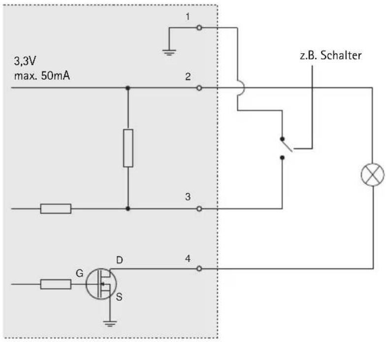 3,3V max. 50mA 1 2 z.B. Schalter 3 4 G D S