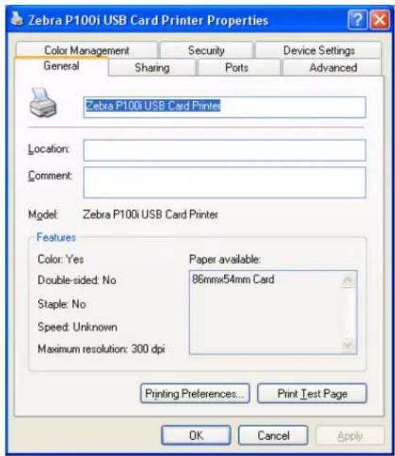 ZEBRA P100i - Définition des options du pilote d'imprimante - 2