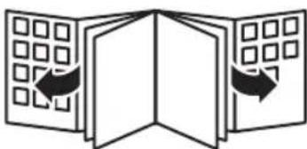 Diagram of a folded document with arrows indicating orientation (no text or symbols)