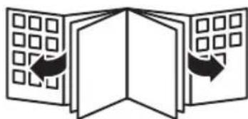 Diagram of open and closed panels with directional arrows indicating rotation or movement (no text or symbols)