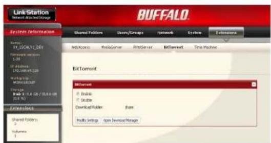 BUFFALO 6TB LinkStation Duo - Activation de la fonctionnalité BitTorrent et sélection des dossiers - 1