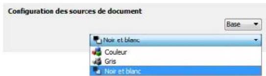 Configuration des sources de document Base Noir et blanc Couleur Gris Noir et blanc