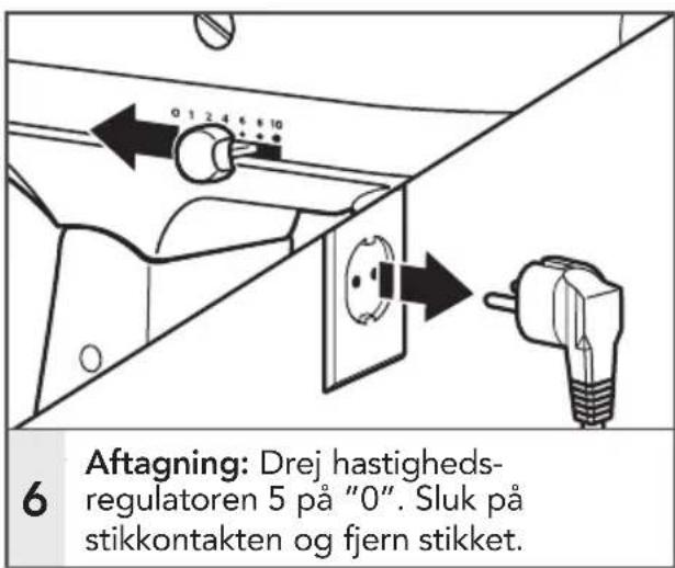 Skru tilbehørsskruen løs ved at dreje den mod uret. Drej tilbehøret forsigtigt frem og tilbage, mens du trækker det af akslen.