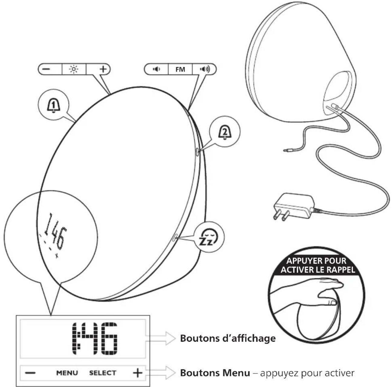 146 MENU SELECT + FM 2 Appuyer pour ACTIVER LE RAPPEL 146 Boutons d'affichage Boutons Menu – appuyez pour activer