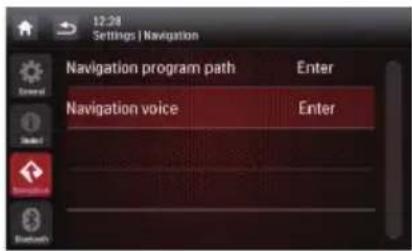 12:28 Settings | Navigation Navigation program path Enter Navigation voice Enter