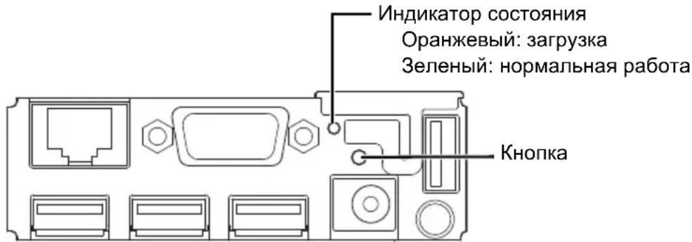 Индикатор состояния Оранжевый: загрузка Зеленый: нормальная работа Кнопка