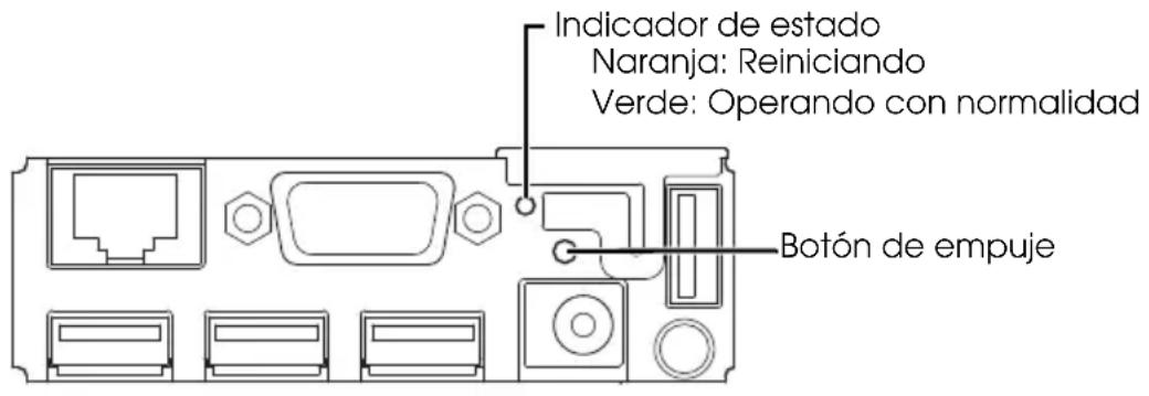 Indicador de estado Naranja: Reiniciando Verde: Operando con normalidad Botón de empuje