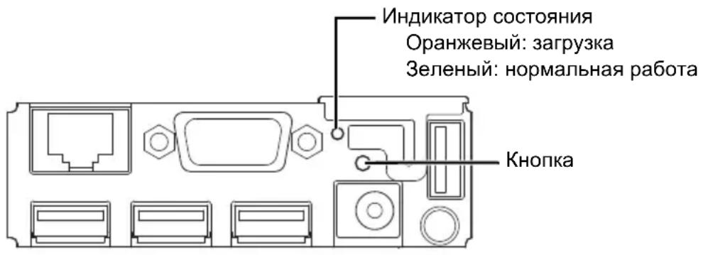 Индикатор состояния Оранжевый: загрузка Зеленый: нормальная работа Кнопка